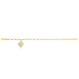 9ct Yellow Gold Silver Filled Cubic Zirconia Belcher Heart Charm 19cm Bracelet