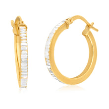 Load image into Gallery viewer, 9ct Yellow Gold Silver Filled 15mm Diamond Cut Hoop Earrings
