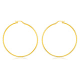 9ct Yellow Gold Silver Filled 50mm Hoop Earrings with diamond cut feature