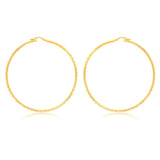 9ct Yellow Gold Silver Filled 60mm Hoop Earrings with diamond cut feature