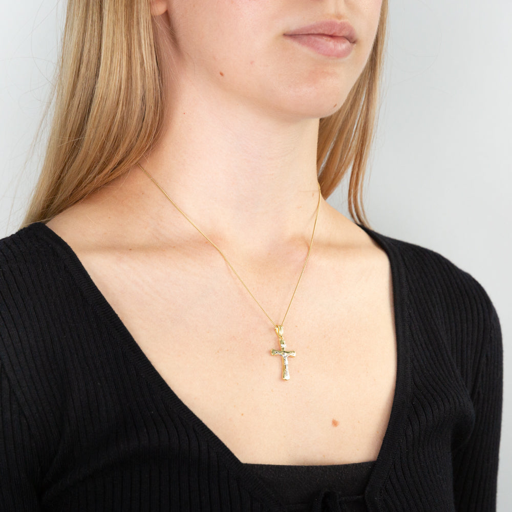 9ct Yellow & White Gold Silver Filled Crucifix