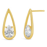 9ct Gold Filled Cubic Zirconia Teardrop Stud Earrings