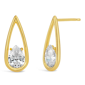 9ct Gold Filled Cubic Zirconia Teardrop Stud Earrings