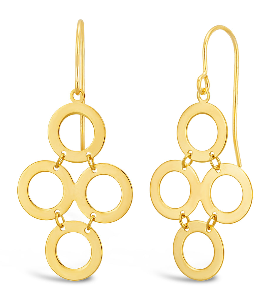 9ct Yellow Gold Filled Circle Chandelier Drop Earrings
