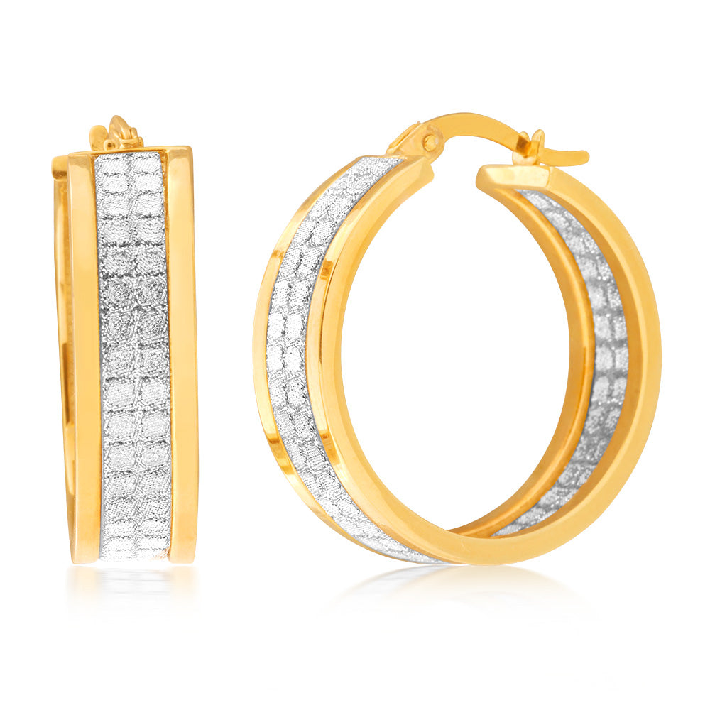 9ct Yellow Gold Silver Filled Stardust Hoop Earrings