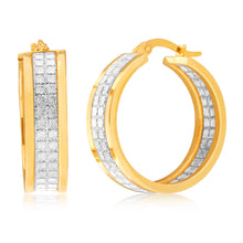 Load image into Gallery viewer, 9ct Yellow Gold Silver Filled Stardust Hoop Earrings