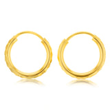 9ct Yellow Gold Silver Filled 10mm Diamond Cut Sleeper