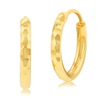 9ct Yellow Gold Silver Filled 10mm Diamond Cut Sleeper