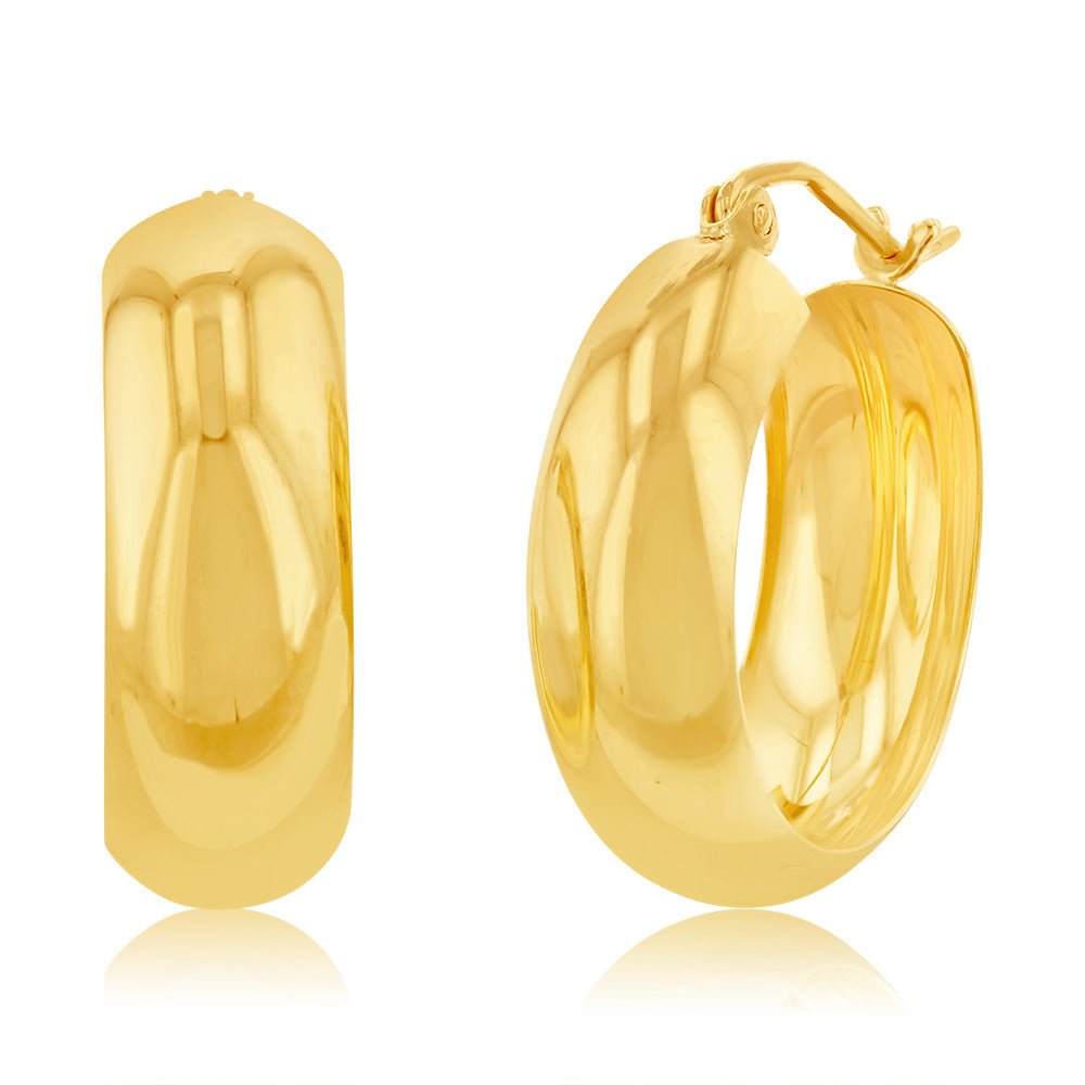 9ct Yellow Gold Silverfilled 20mm Hoop  Earrings