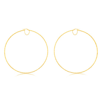 9ct Yellow Gold Silverfilled Fancy 100mm Hoop Earrings