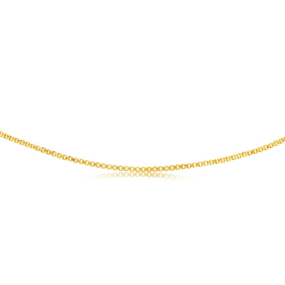 9ct Yellow Gold Silverfilled Box 45cm Chain