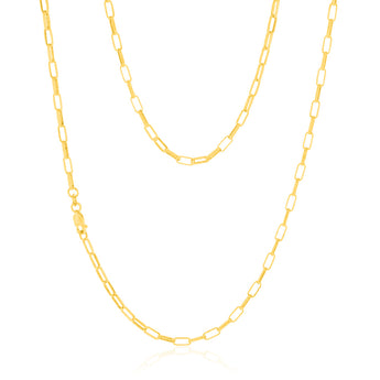 9ct Yellow Gold Silver Filled Small Paperclip 60cm Chain