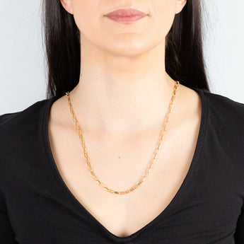 9ct Yellow Gold Silver Filled Small Paperclip 60cm Chain
