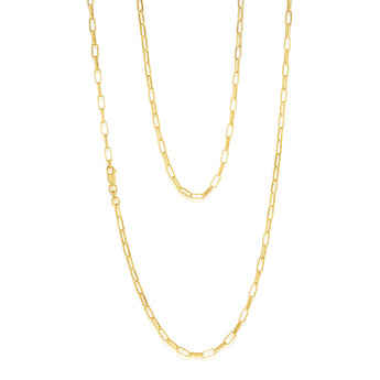 9ct Yellow Gold Silverfilled Small Paperclip 70cm Chain