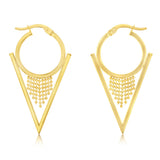 9ct Yellow Gold Silverfilled Fancy "V" Hoop Earrings