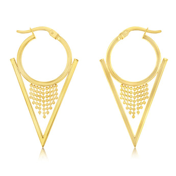 9ct Yellow Gold Silverfilled Fancy "V" Hoop Earrings