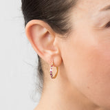 9ct Yellow Gold Silver Filled Red Cubic Zirconia 15mm Hoop Earrings