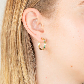 9ct Yellow Gold Silver Filled Green CZ 15mm Hoop Earrings