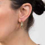 9ct Yellow Gold Silver Filled Green Cubic Zirconia 20mm Earrings