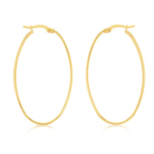 Load image into Gallery viewer, 9ct Yellow Gold Silverfilled Plain  Oval Hoop Earring