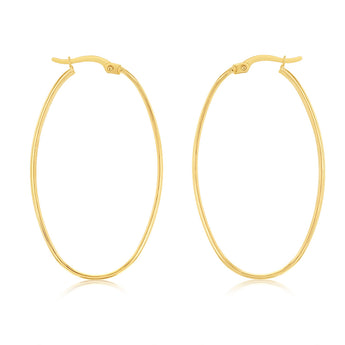 9ct Yellow Gold Silver Filled Plain  Oval Hoop Earring