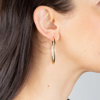 9ct Yellow Gold Silver Filled Plain  Oval Hoop Earring