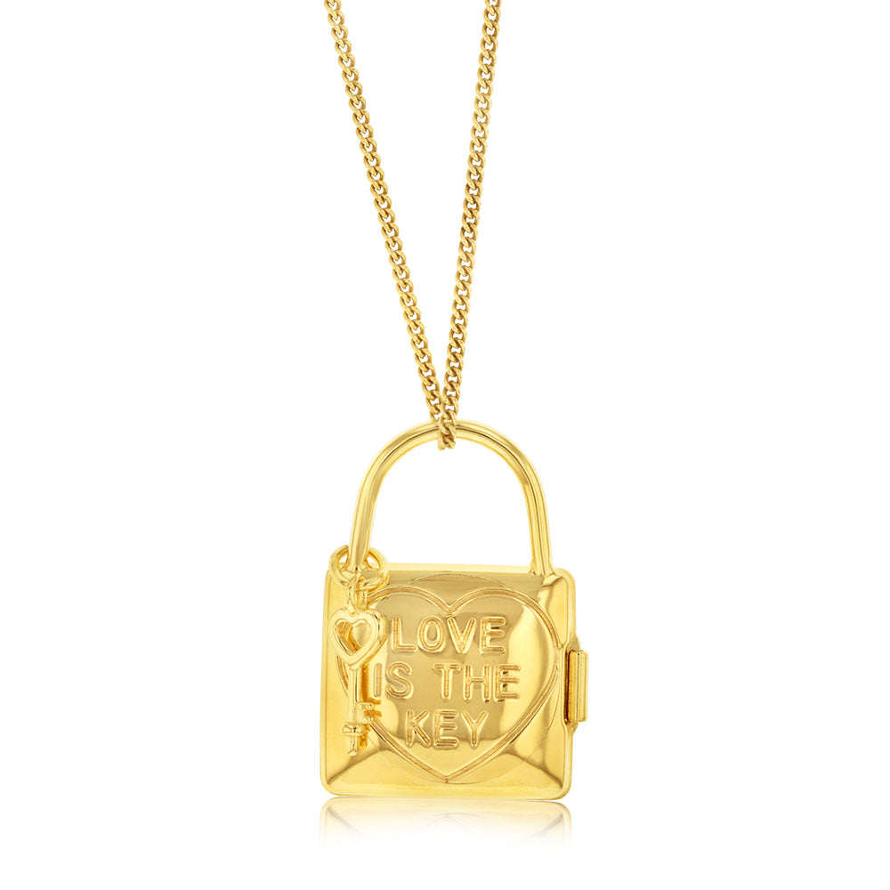 9ct Yellow Gold Silverfilled Lock And Key Locket