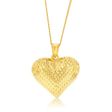 Load image into Gallery viewer, 10ct Yellow Gold Silverfilled Diamond Cut Heart Pendant