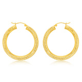 9ct Yellow Gold Silverfilled Diamond Cut 35mm Hoop Earrings
