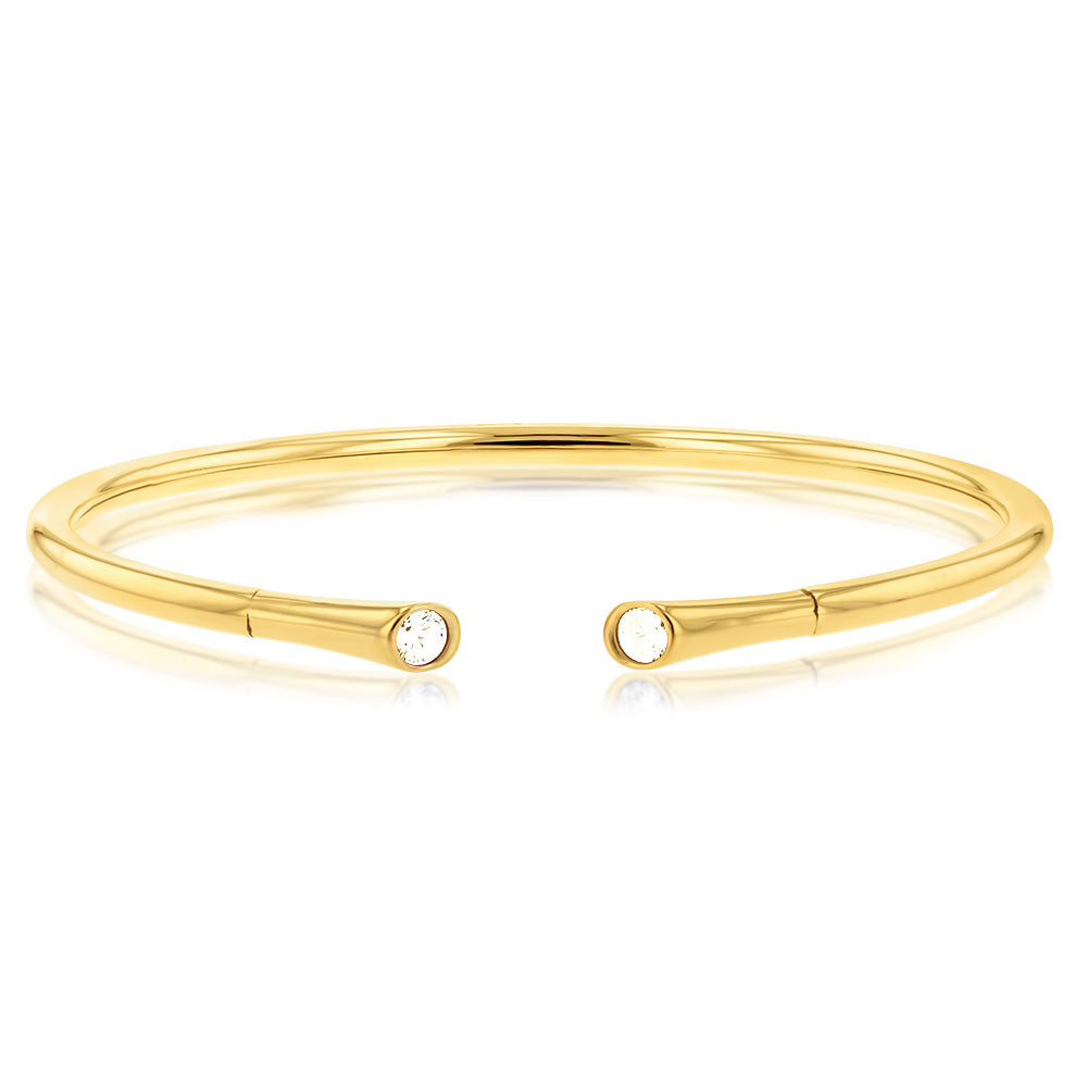 9ct Yellow Gold Silverfilled Cubic Zirconia Open Bangle