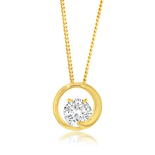 Load image into Gallery viewer, 9ct Yellow Gold Silverfilled Cubic Zirconia Circle Pendant