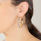 9ct Yellow Gold Silver Filled Multicolour And White Crystal 40mm Broad Hoop Earrings
