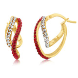9ct Yellow Gold Silver Filled Red White Twisted Hoop Earrings