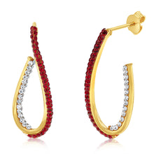Load image into Gallery viewer, 9ct Yellow Gold Silverfilled Red White Twisted 3/4 Hoop Earrings