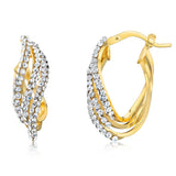 9ct Yellow Gold Silver Filled Fancy Crystal Hoop Earrings