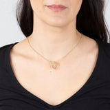 9ct Yellow Gold Silverfilled Elliptical Crystal Pendant On Chain