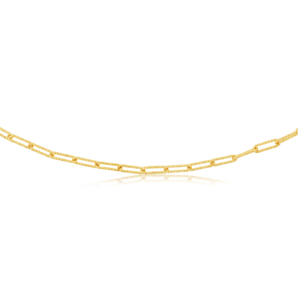 9ct Yellow Gold Silverfilled Diamond Cut Paperclip 45cm Chain