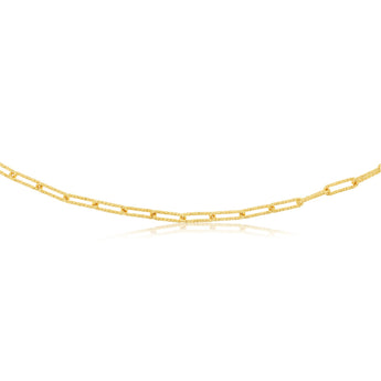 9ct Yellow Gold Silverfilled Diamond Cut Paperclip 45cm Chain