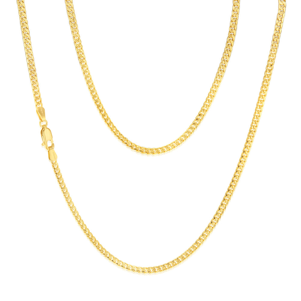 9ct Yellow Gold Silverfilled 80 Gauge Curb 45cm Chain