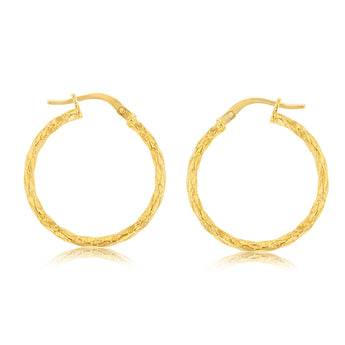 9ct Yellow Gold Silver Filled Fancy Twisted 20mm Earrings