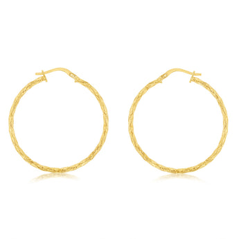 9ct Yellow Gold Silver Filled Fancy Twisted 30mm Earrings
