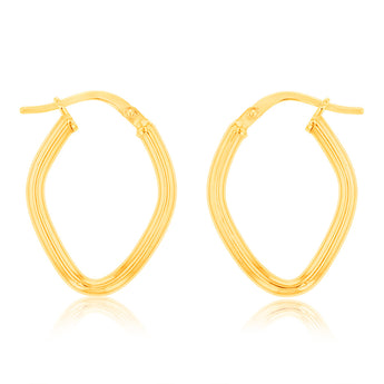 9ct Yellow Gold Silver Filled Fancy Diamond Shape Earrings