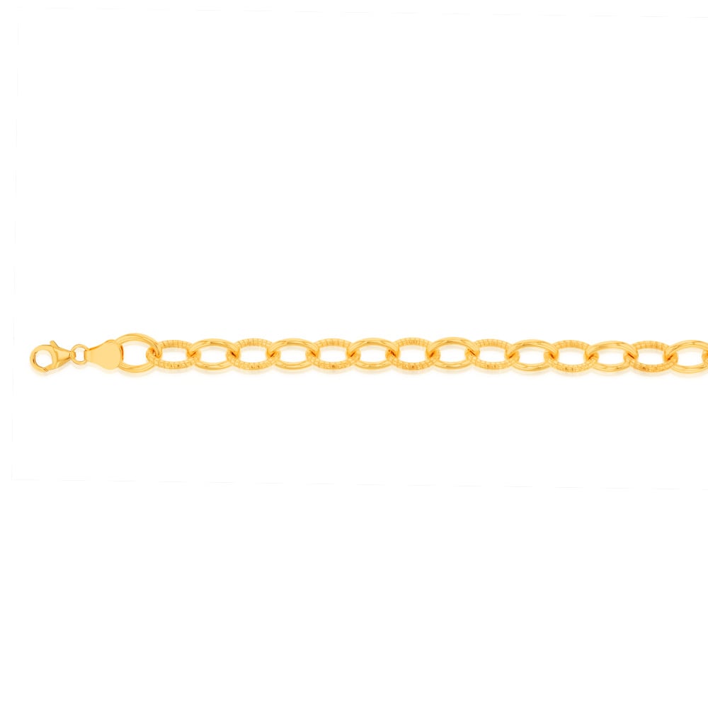 9ct Yellow Gold Silverfilled Fancy Patterned 19cm Belcher Bracelet
