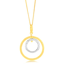Load image into Gallery viewer, 9ct Yellow And White Gold Silverfilled Greek Key Round Pendant