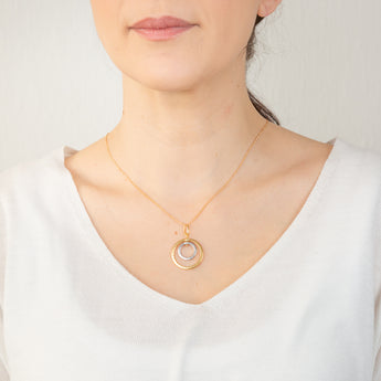 9ct Yellow And White Gold Silverfilled Greek Key Round Pendant