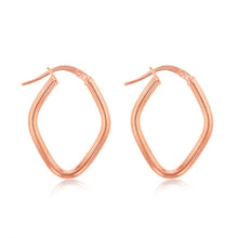 Load image into Gallery viewer, 9ct Rose Gold Silverfilled Fancy Diamond Shaped Hoop Earrings