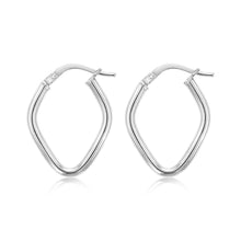 Load image into Gallery viewer, 9ct White Gold Silverfilled Fancy Diamond Shaped Hoop Earrings