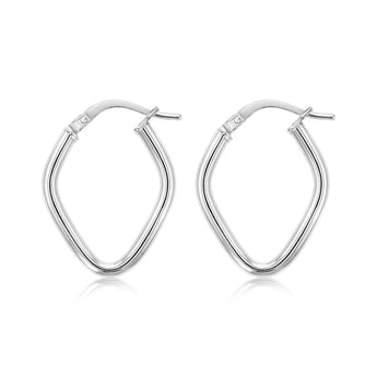 9ct White Gold Silver Filled Fancy Diamond Shaped Hoop Earrings