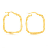 9ct Yellow Gold Silverfilled Fancy Greek Key Square Twisted Hoop Earrings