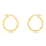 9ct Yellow Gold Silver Filled Fancy Twisted 15mm Hoop Earrings